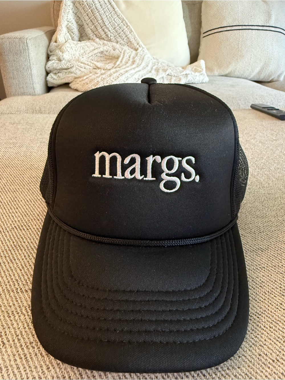 Black Trucker Cap with Raised Embroidery